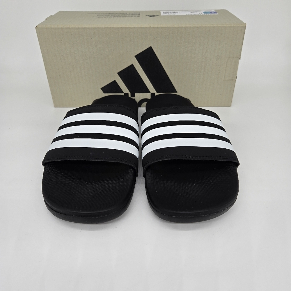 New adidas Adilette Comfort Slides Black White Men's Shoes Size 12 - Picture 3 of 8